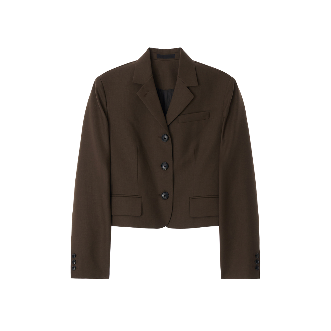 지지지 슬림 핏 크롭 블레이저 체슈넛 브라운(zeezeezee Slim Fit Cropped Blazer Chestnut Brown)