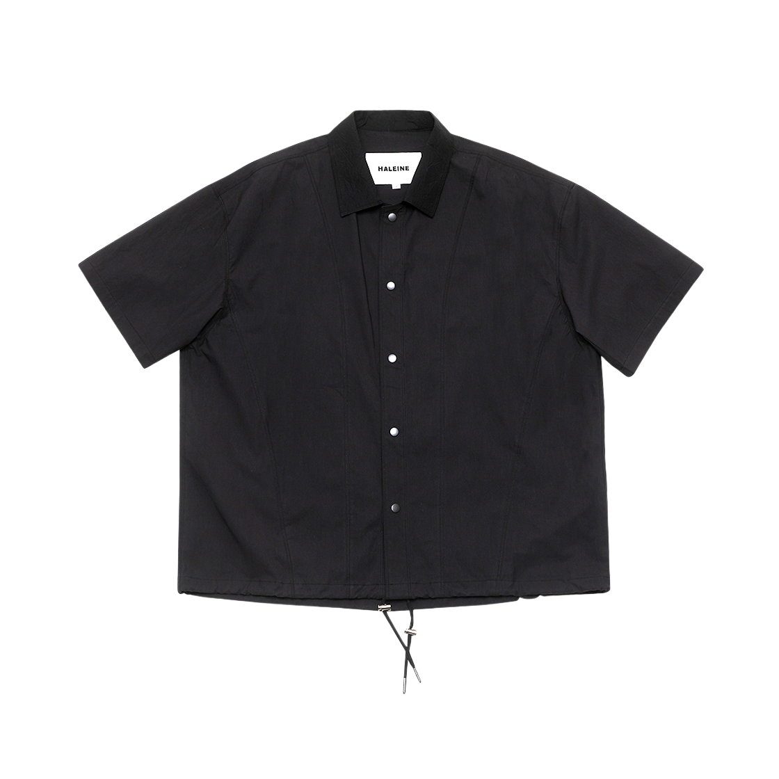 알렌느 믹스드 패브릭 코치 반팔 셔츠 블랙