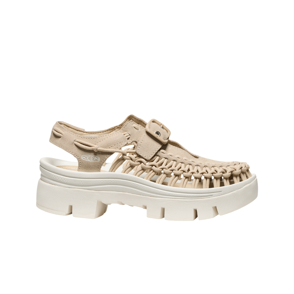KNSO5E071I2 Keen Uneek Platform Mary Jane Sandal All Gender Safari/Star White