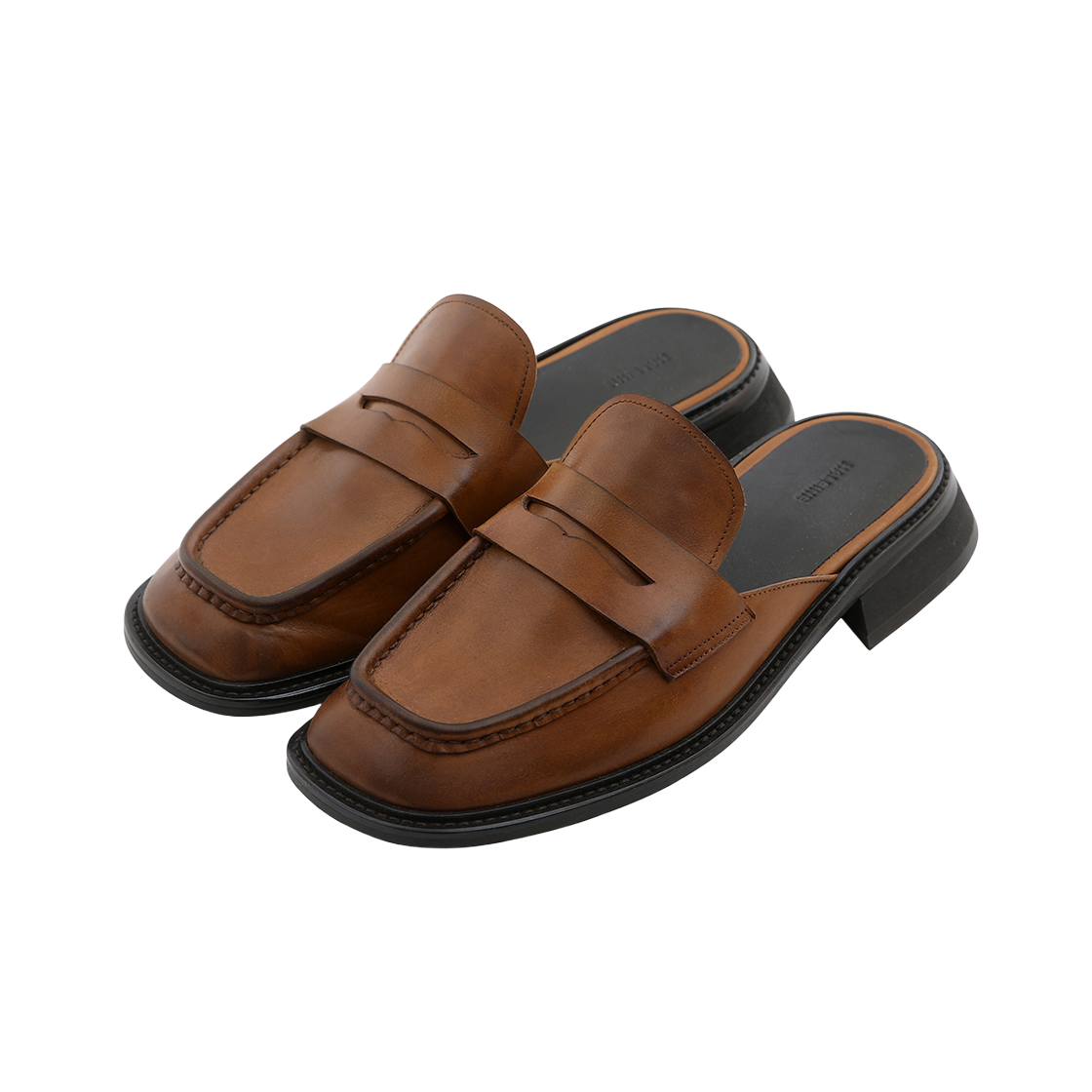 [프리오더] 알렌느 레더 페니 로퍼 뮬 브라운([프리오더] Haleine Leather Penny Loafer Mules Brown (VH201))
