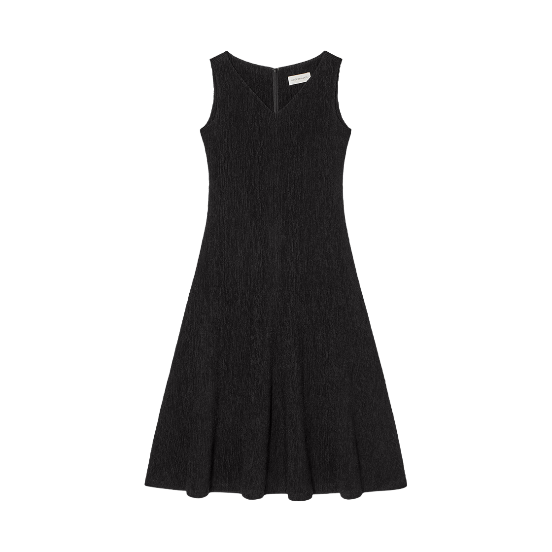 킨더살몬 우먼 브이넥 크링클 드레스 제펜 스타일럼 블랙