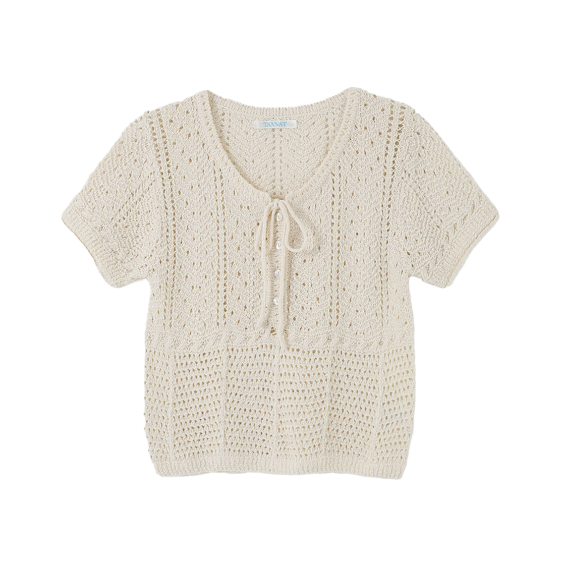 P0000BRU Tannat T/T Pointell Knit Cardigan Beige