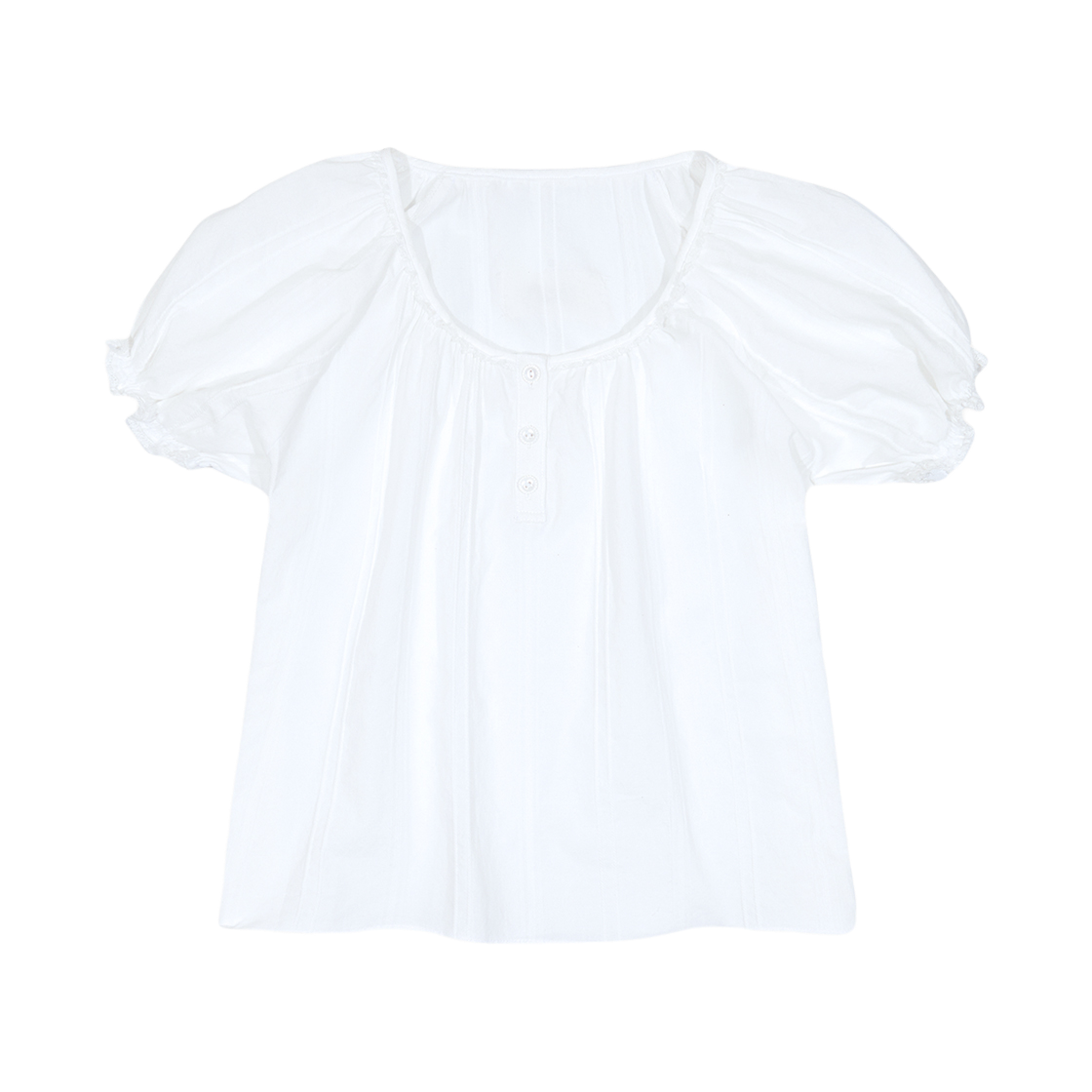 마가린핑거스 네크 셔링 블라우스 화이트