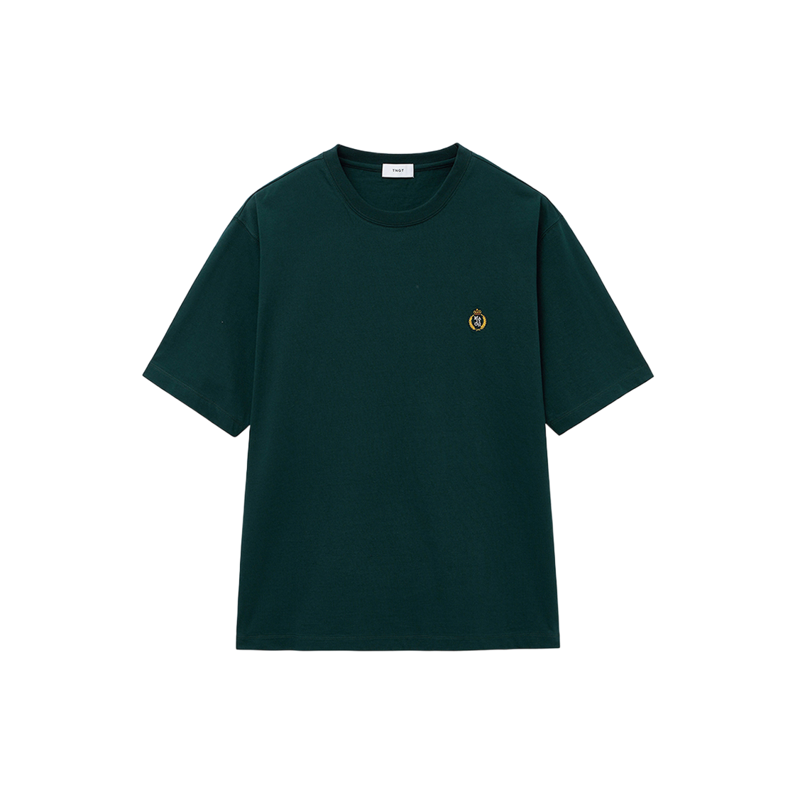 티엔지티 세미 오버핏 자수 로고 티셔츠 그린