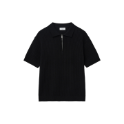 TNGT EasyCare Loose-Fit Summer Washable Half Ziu-up Knit Black
