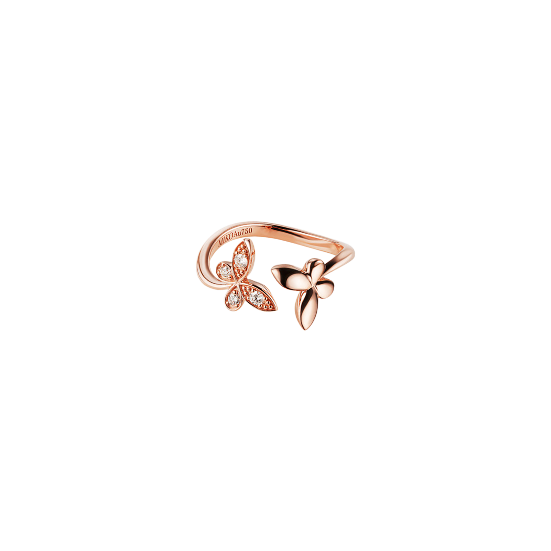 미꼬 모르포 S 다이아몬드 반지 2모티브 핑크 골드(Miko Morpho S Diamond Ring 2 Motif Pink Gold)