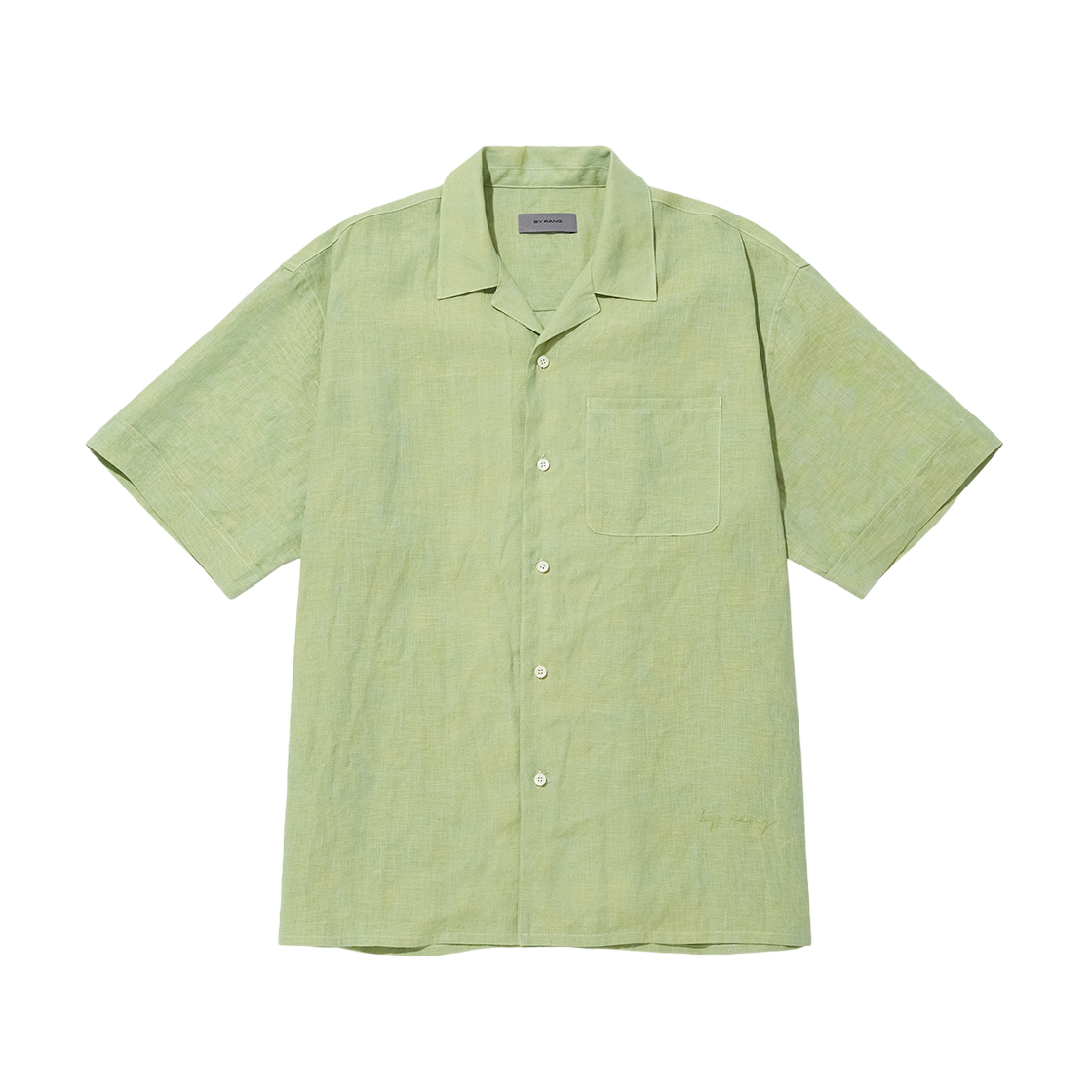 바이랑 린넨 로고 볼링 셔츠 라임