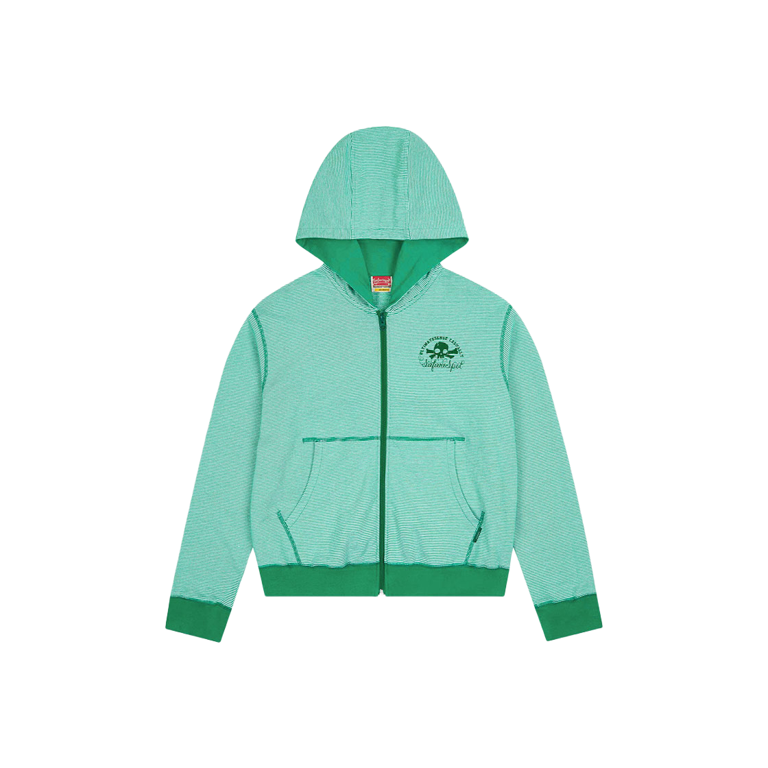 사파리스팟 멀티 스컬 스트라이프 후드 집업 그린(Safarispot Multi Skull Stripe Hood Zip Up Green)
