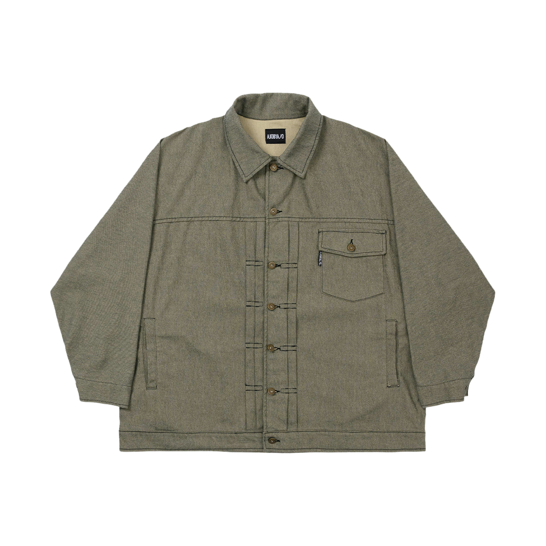 AJ242OT002KH Ajobyajo Batwing Two-Tone Twill Jacket Khaki - 대표 이미지 #1