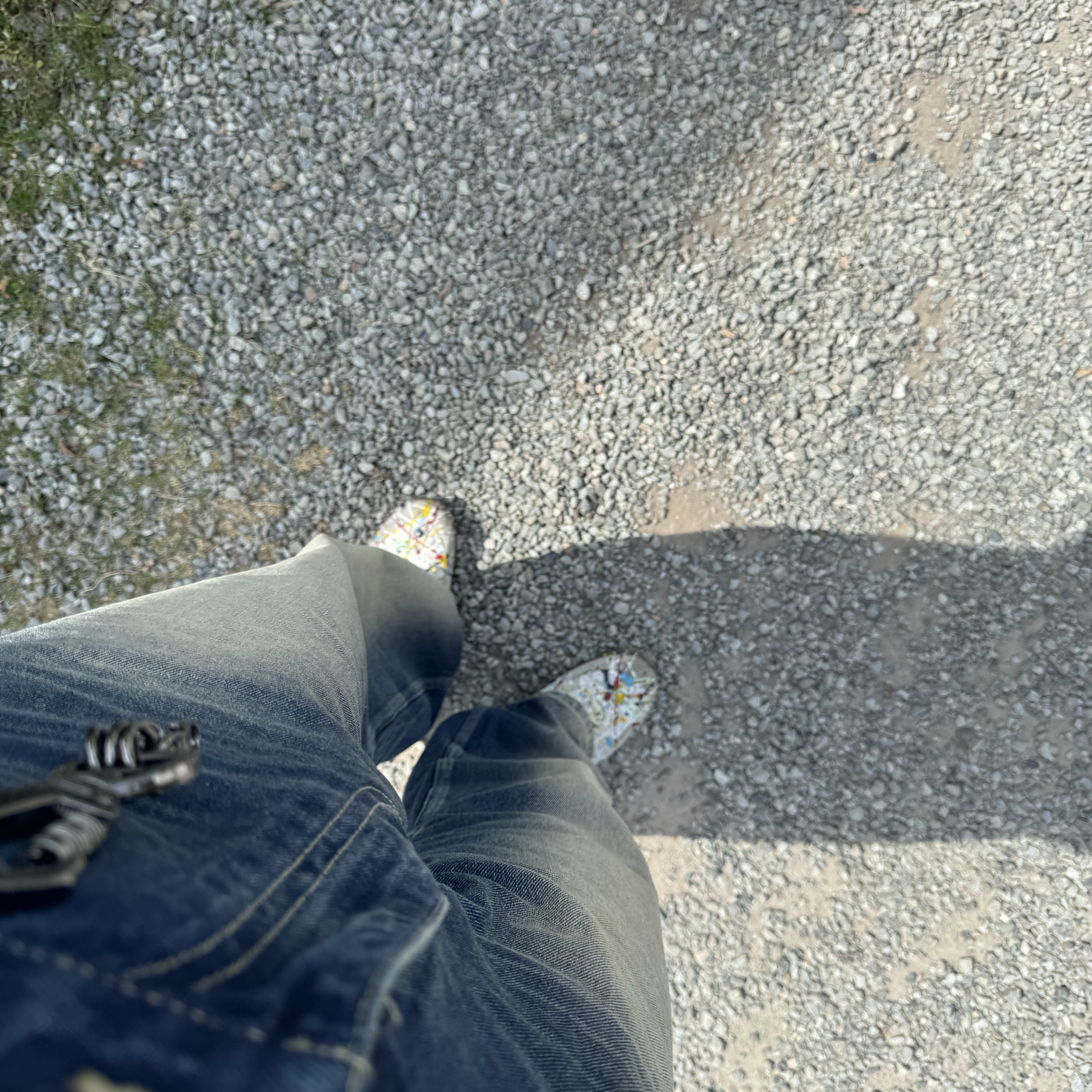 Satur Brooklyn Newtro Wide Pants Washed Denim Blue, (W) Maison Margiela Replica Paint Drop Sneakers White 착용 스타일 - 1