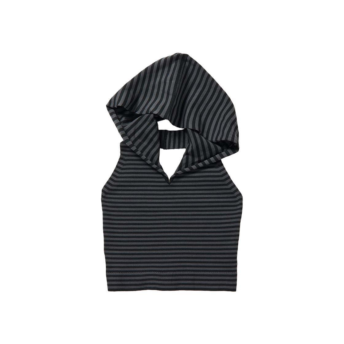 퍼버즈 우먼 크롭 후디 니트 탑 보더 - 25SS(Perverze Women Cropped Hoodie Knit Top Border - 25SS)