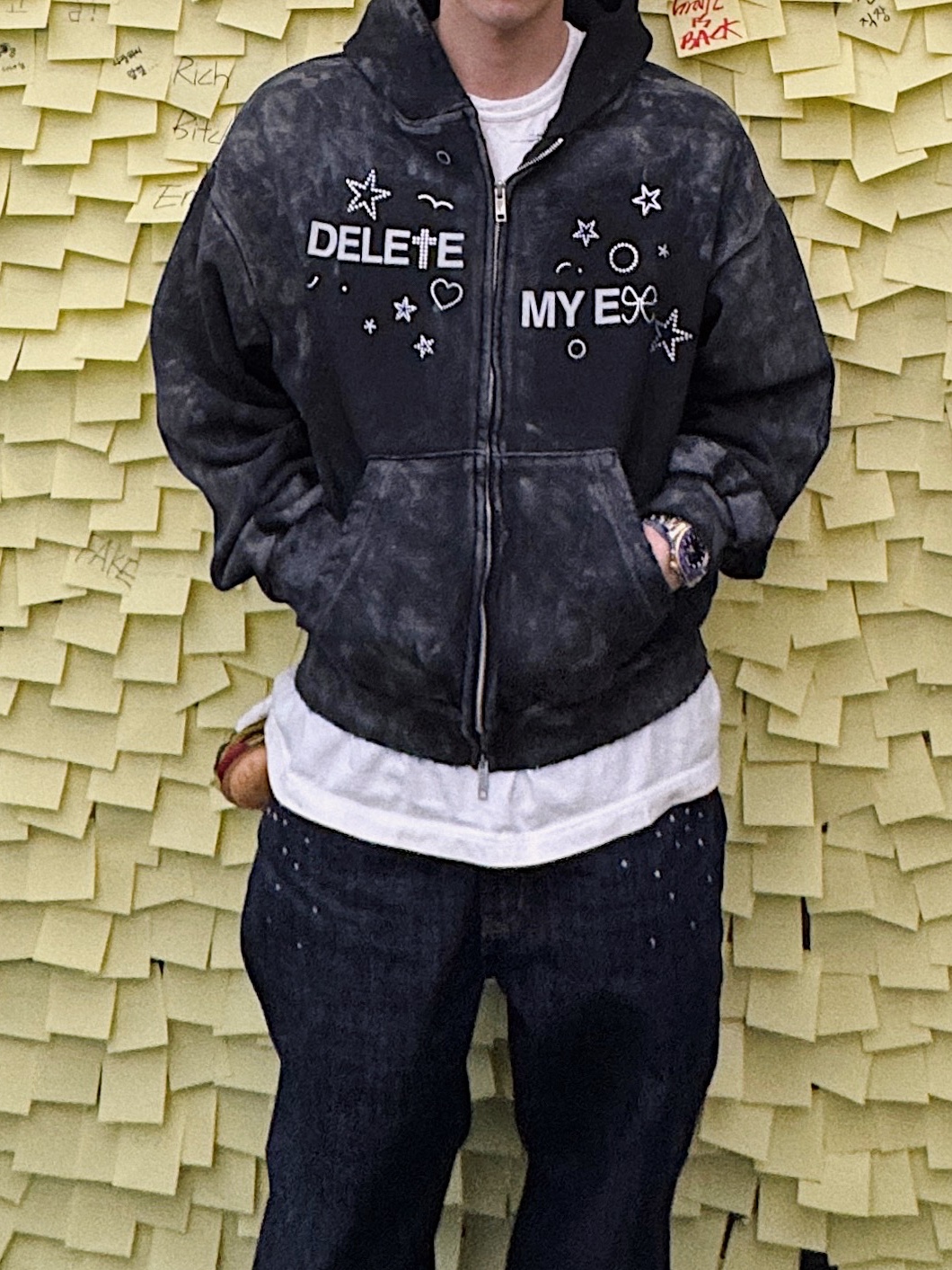 GRAILZ Distressed Check Shirts Ivory, Chrome Hearts Horseshoe Beanie Black 착용 스타일 - 10