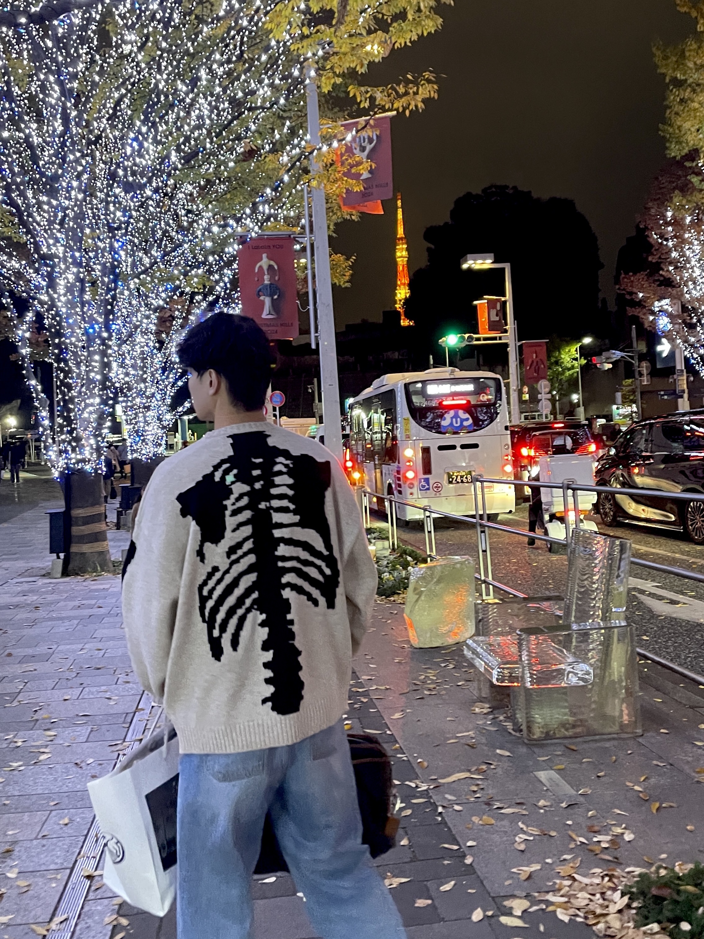 Kapital 5G Wool Bone Crewneck Sweater Kinari 착용 스타일