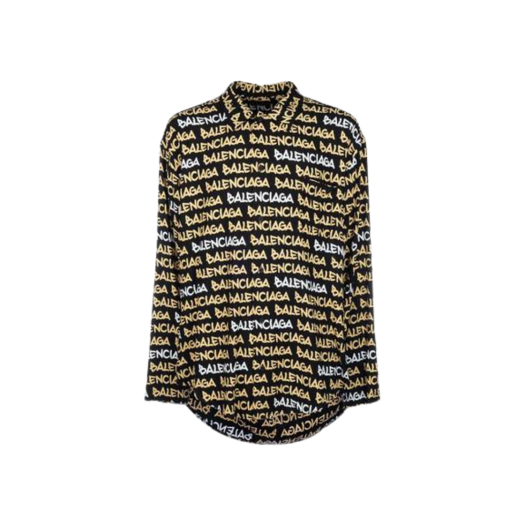 Balenciaga Allover Logo Shirt Black Beige
