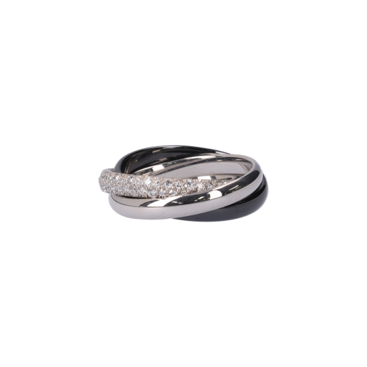 B4235400 Cartier Trinity Ring Ceramic White Gold Diamond Semi Pave Setting 45
