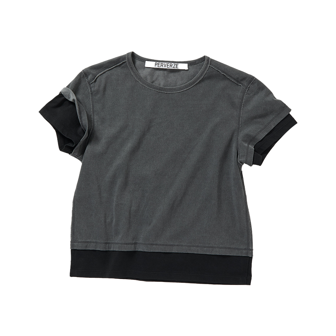 퍼버즈 우먼 더블 레이어드 티 블랙- 25SS(Perverze Women Double Layered Tee Black - 25SS)