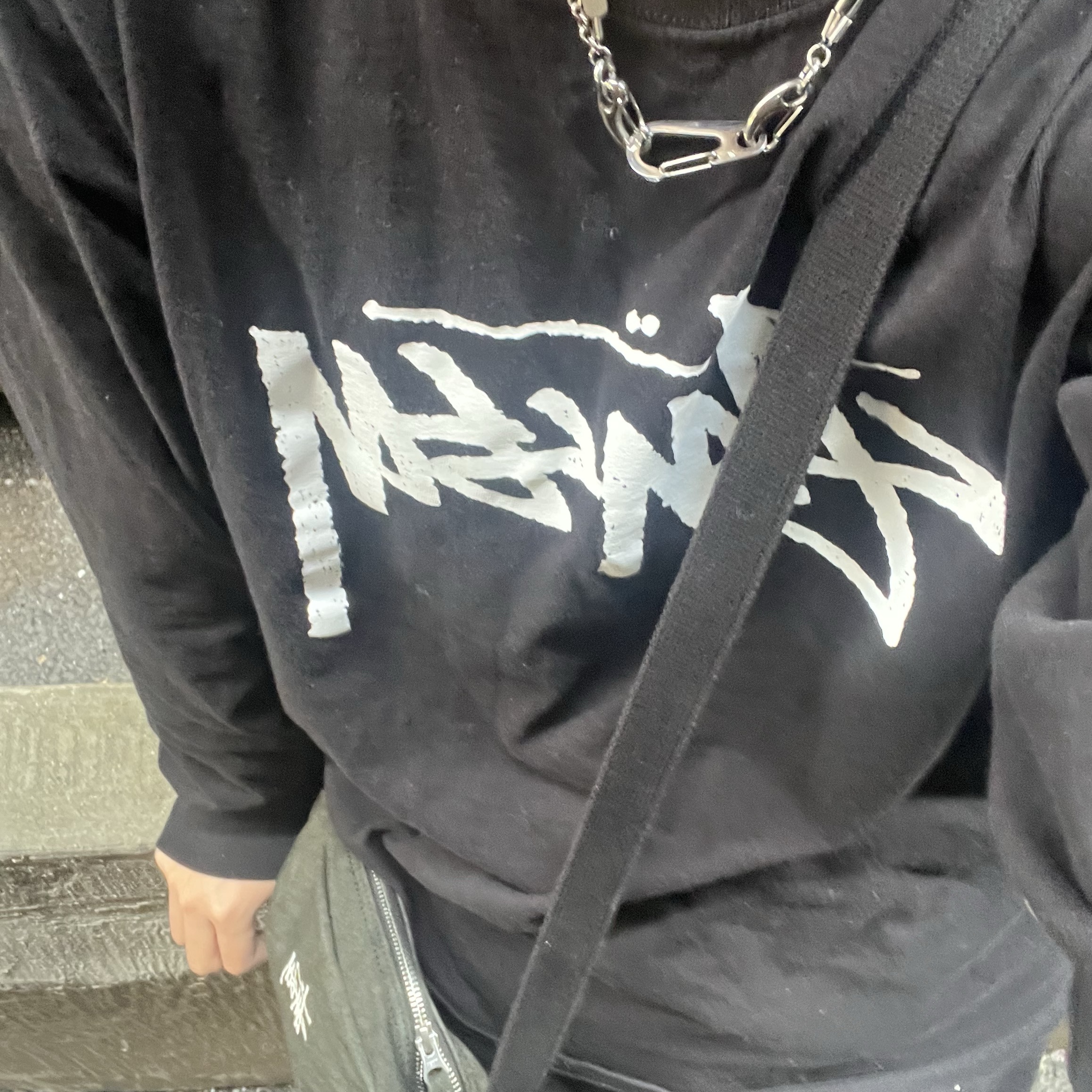 Stussy Canvas Side Pouch Washed Black 착용 스타일
