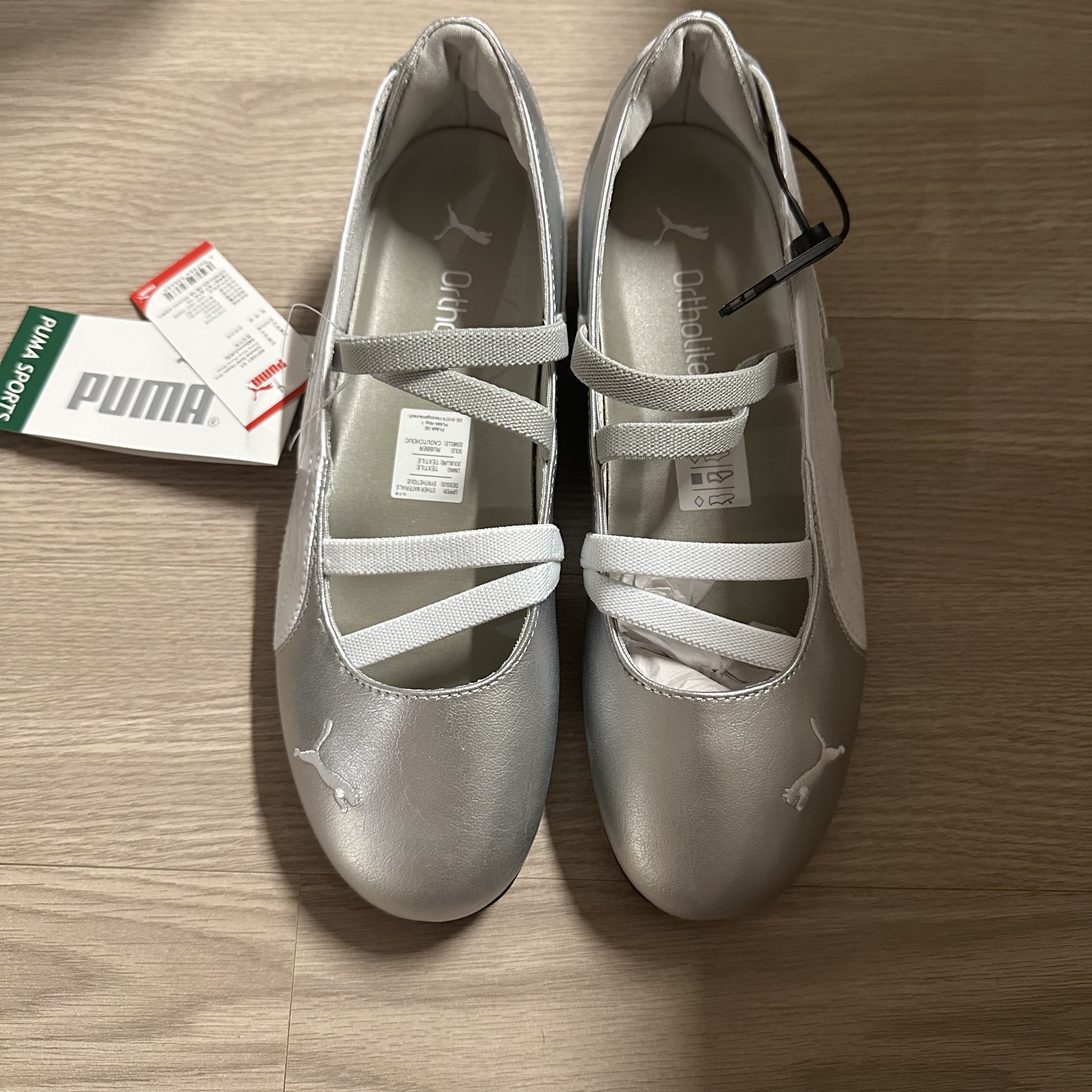 (W) Puma Speedcat Ballet Metallic Puma Silver Puma White 착용 스타일 - 1