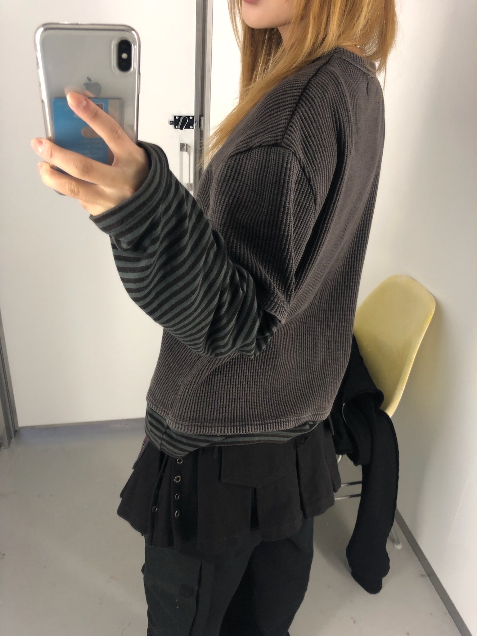 Vacant Archive Lavi Layered Long Sleeve Black, Vacant Archive Lavi Layered Long Sleeve Khaki 착용 스타일