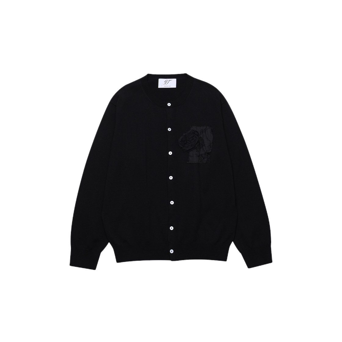 GT25SS05 BK The Greatest Rose Patch Cardigan Black