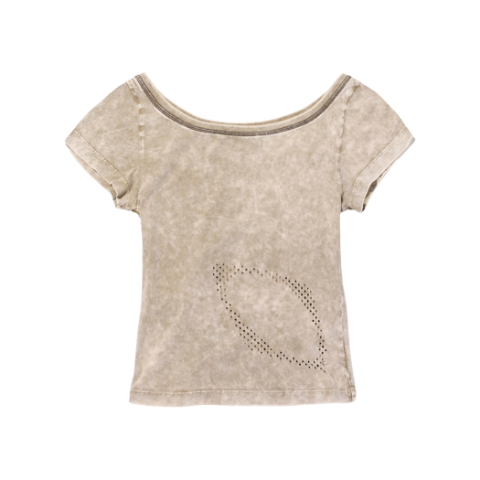 早期完売★MISCHIEF★BLEACHED WIDE NECK T-SHIRT★送料・関税込 W) 미스치프 블리치드 와이드 넥 티셔츠 워시드 블랙 | Mischief