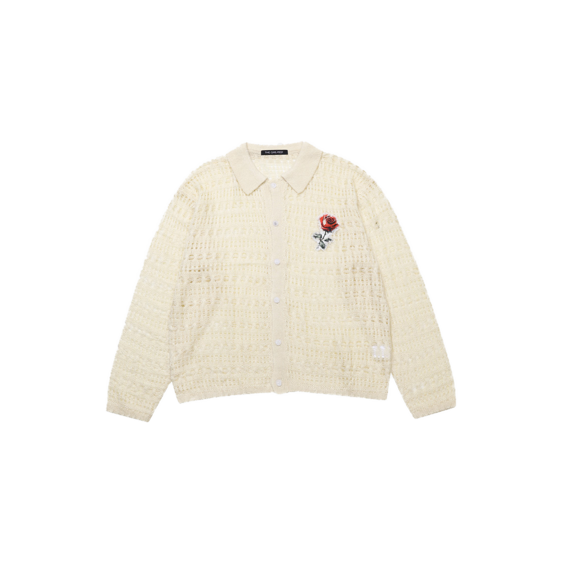 GT25SS03 IV The Greatest Sheer Rose Patch Shirt Ivory
