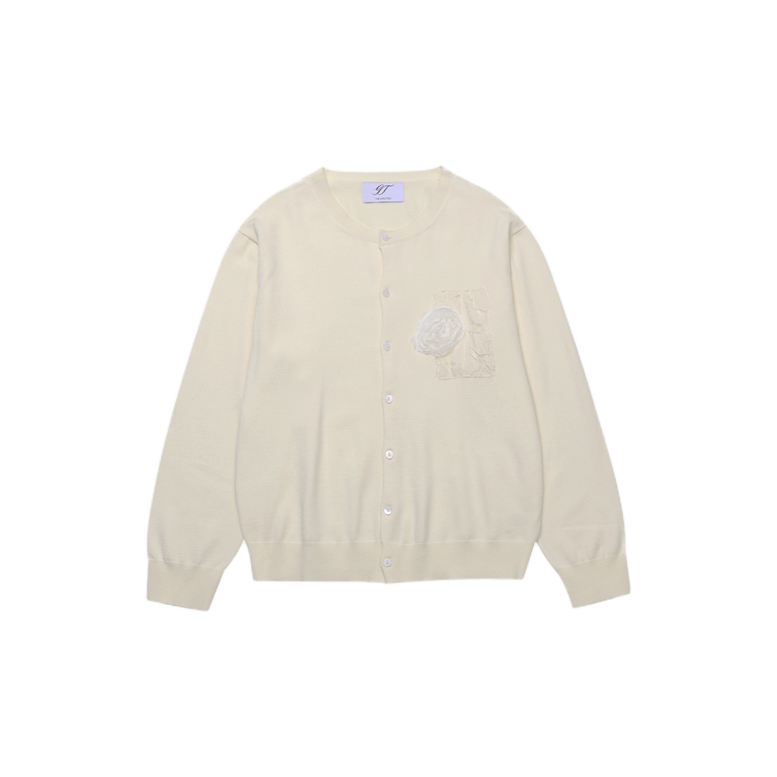 GT25SS05 IV The Greatest Rose Patch Cardigan Ivory
