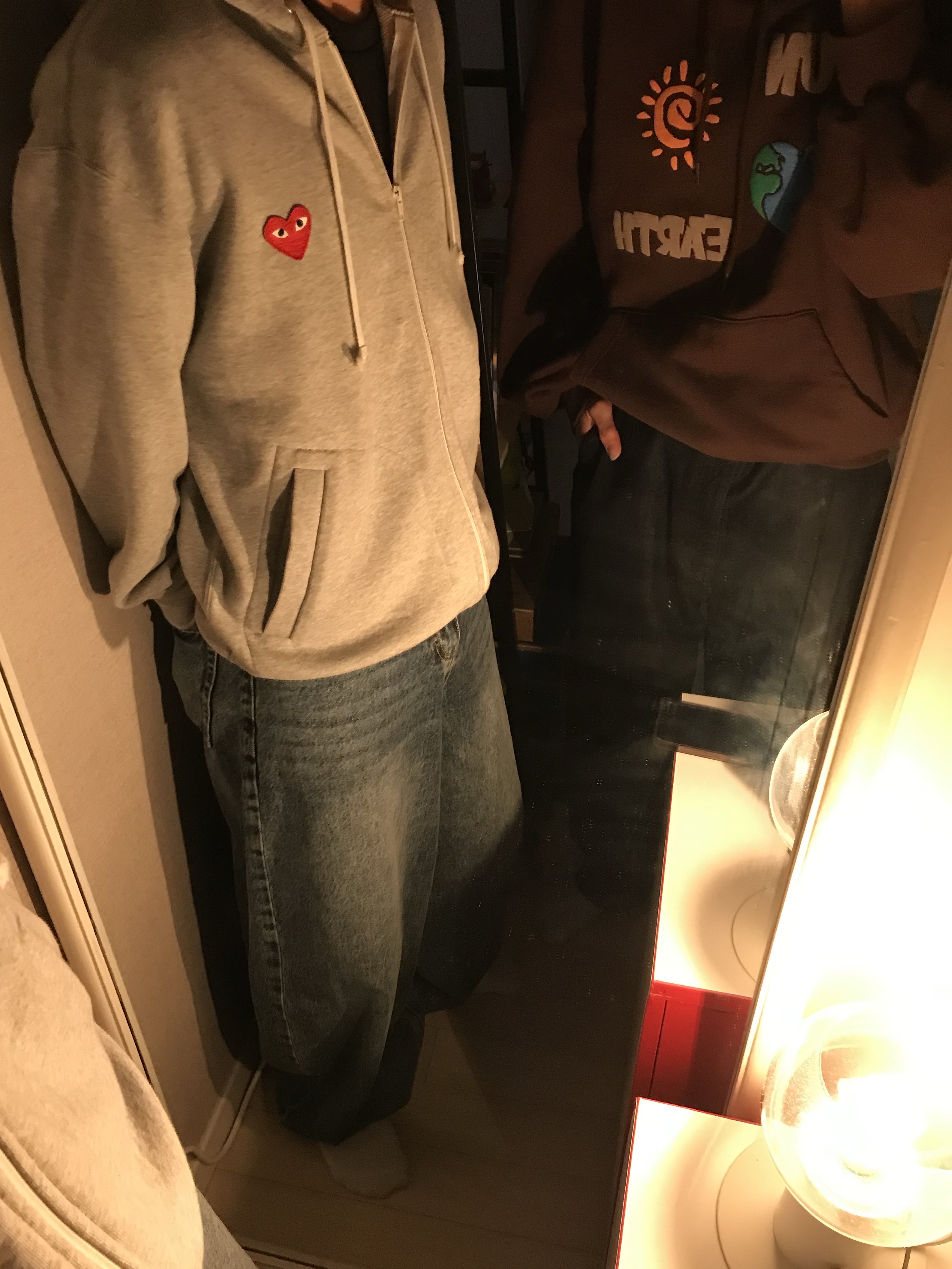 Play Comme des Garcons Red Heart Zip Hooded Sweatshirt Grey, Timberland Premium 6 inch Waterproof Boot Wheat Nubuck - Wide 착용 스타일 - 1