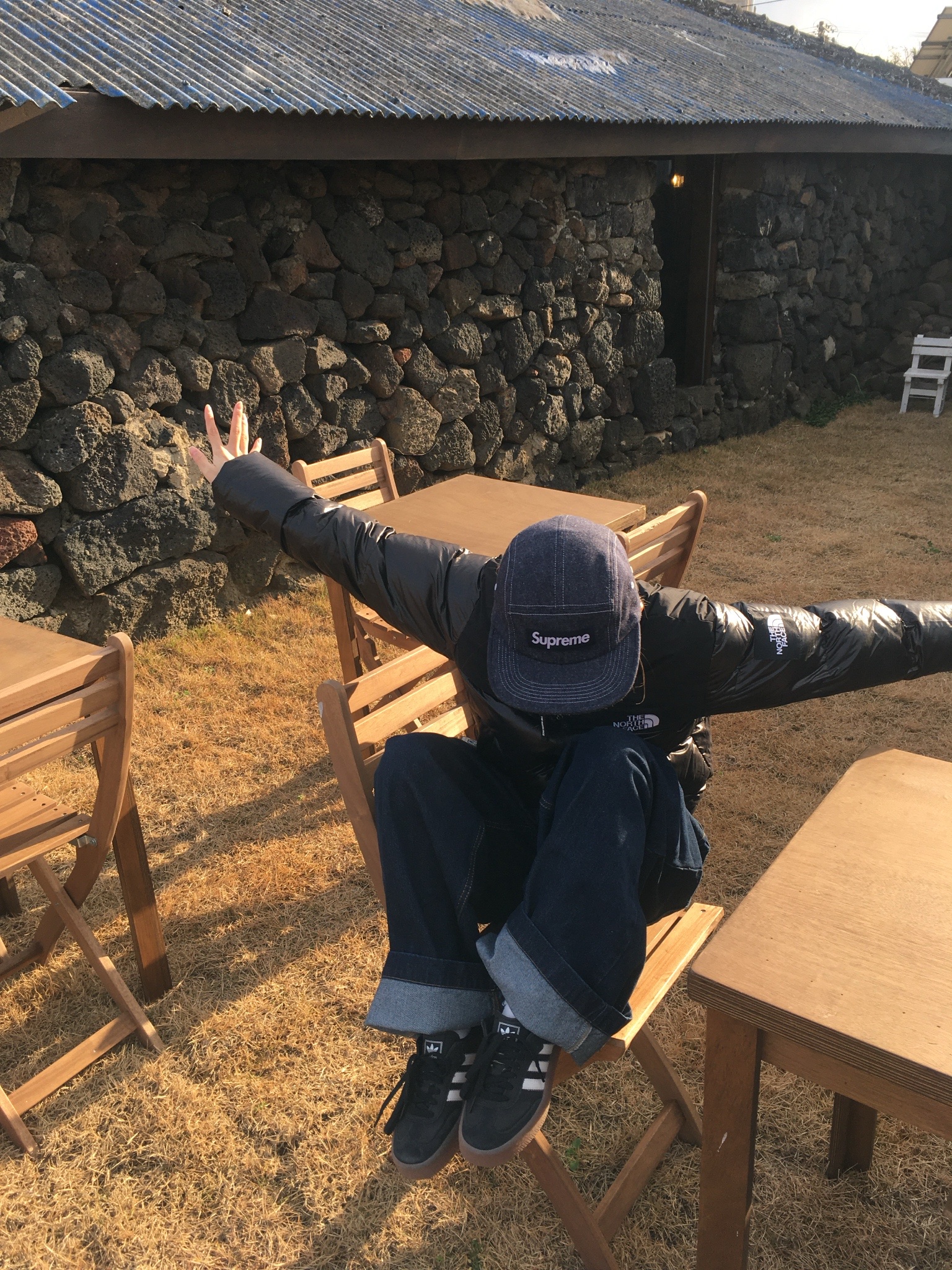 Supreme Wool Camp Cap Denim - 24FW, (W) The North Face White Label Novelty Nuptse Down Jacket Black 착용 스타일 - 1