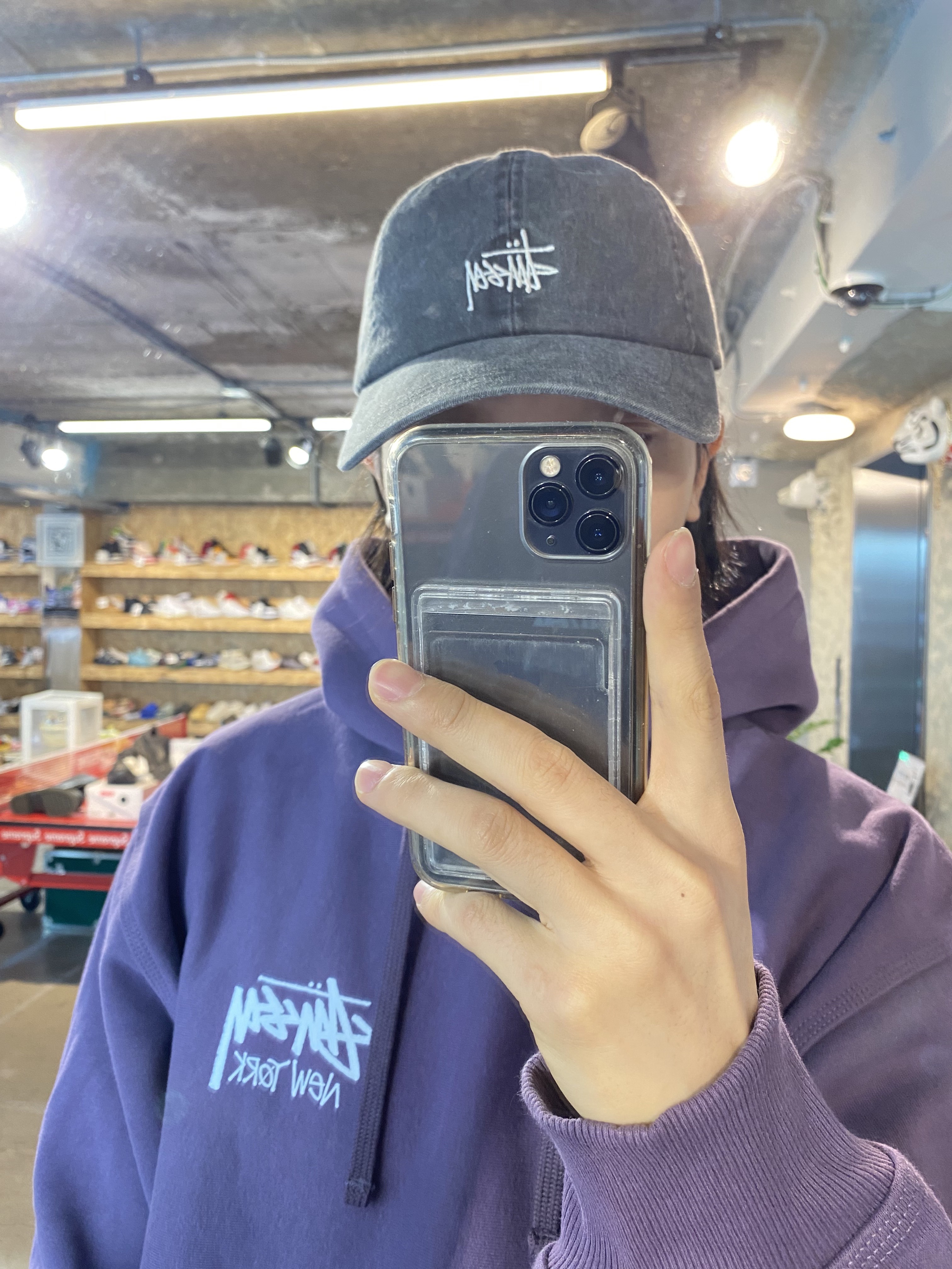 Stussy Low Profile Basic Washed Strapback Woodland Camo, Stussy Washed Basic Low Pro Cap Charcoal 착용 스타일 - 7