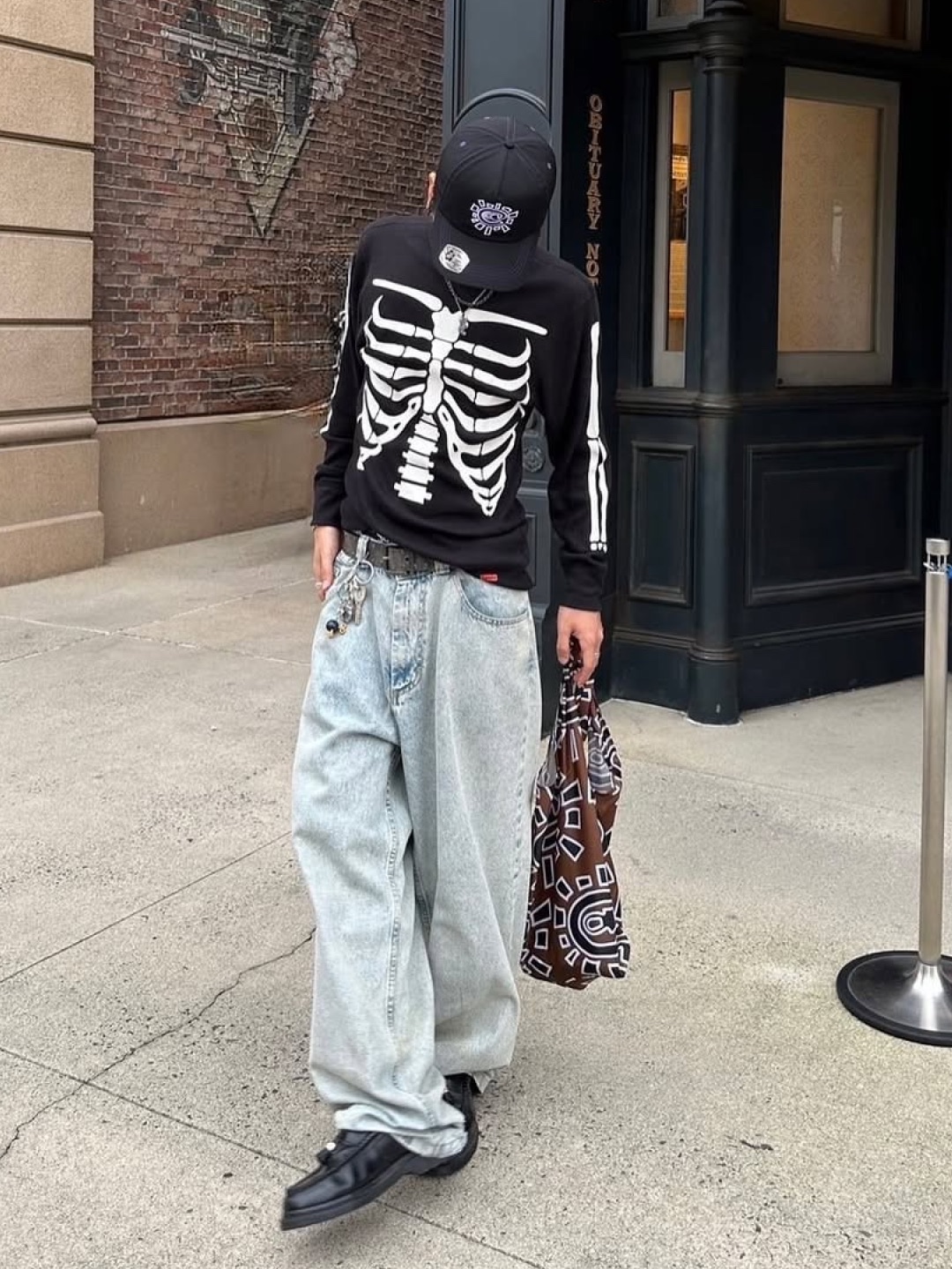 Supreme Hanes Bones Thermal Crew Black (1 Pack), Kapital 5G Cotton Knit Bone Crewneck Sweater Khaki 착용 스타일 - 2