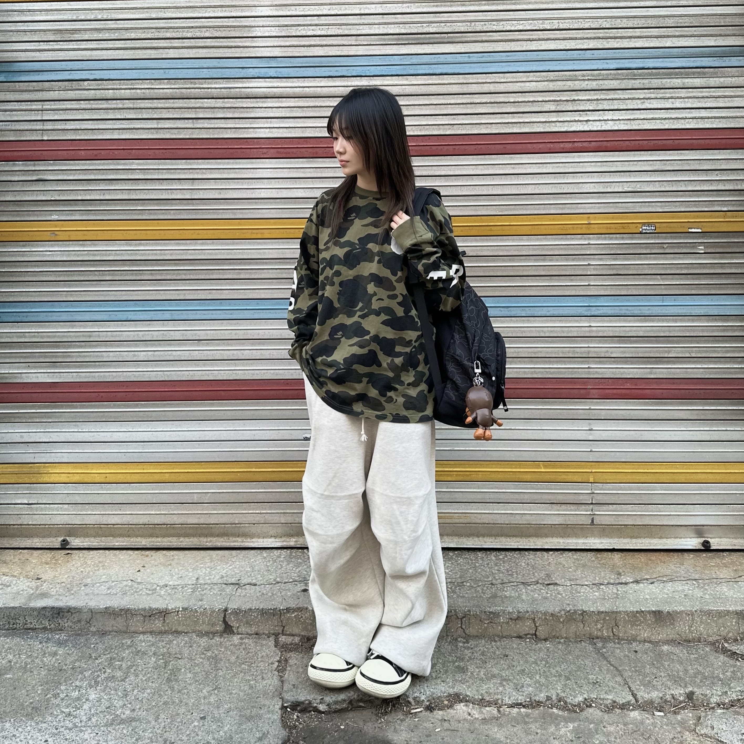 (W) BAPE ABC Camo L/S T-Shirt Green, Old Order x Disney Big Head Canvas Mickey 착용 스타일 - 1