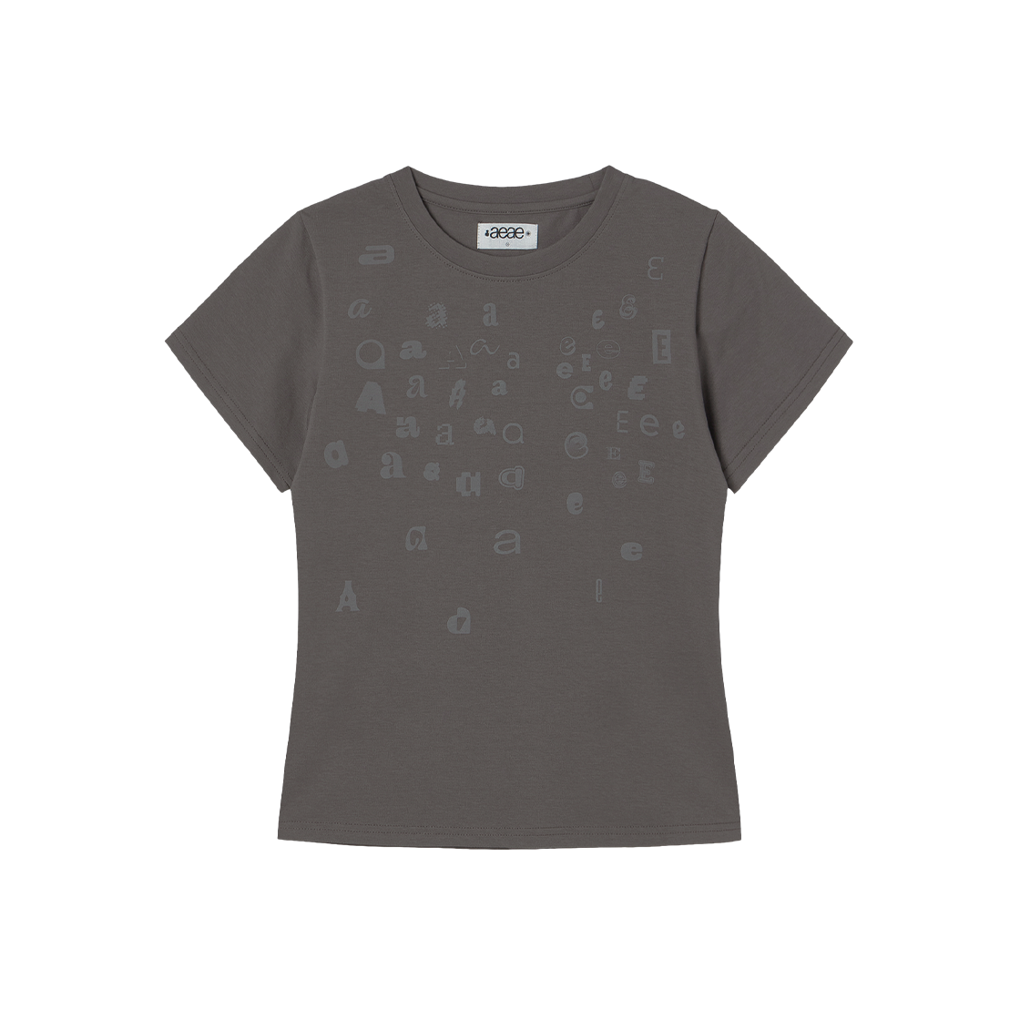 에이이에이이 스캐터 레터 티 차콜(AEAE Scattered Letter Tee Charcoal)