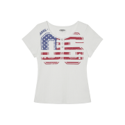 AEAE Usa Banner Henly Neck Tee White