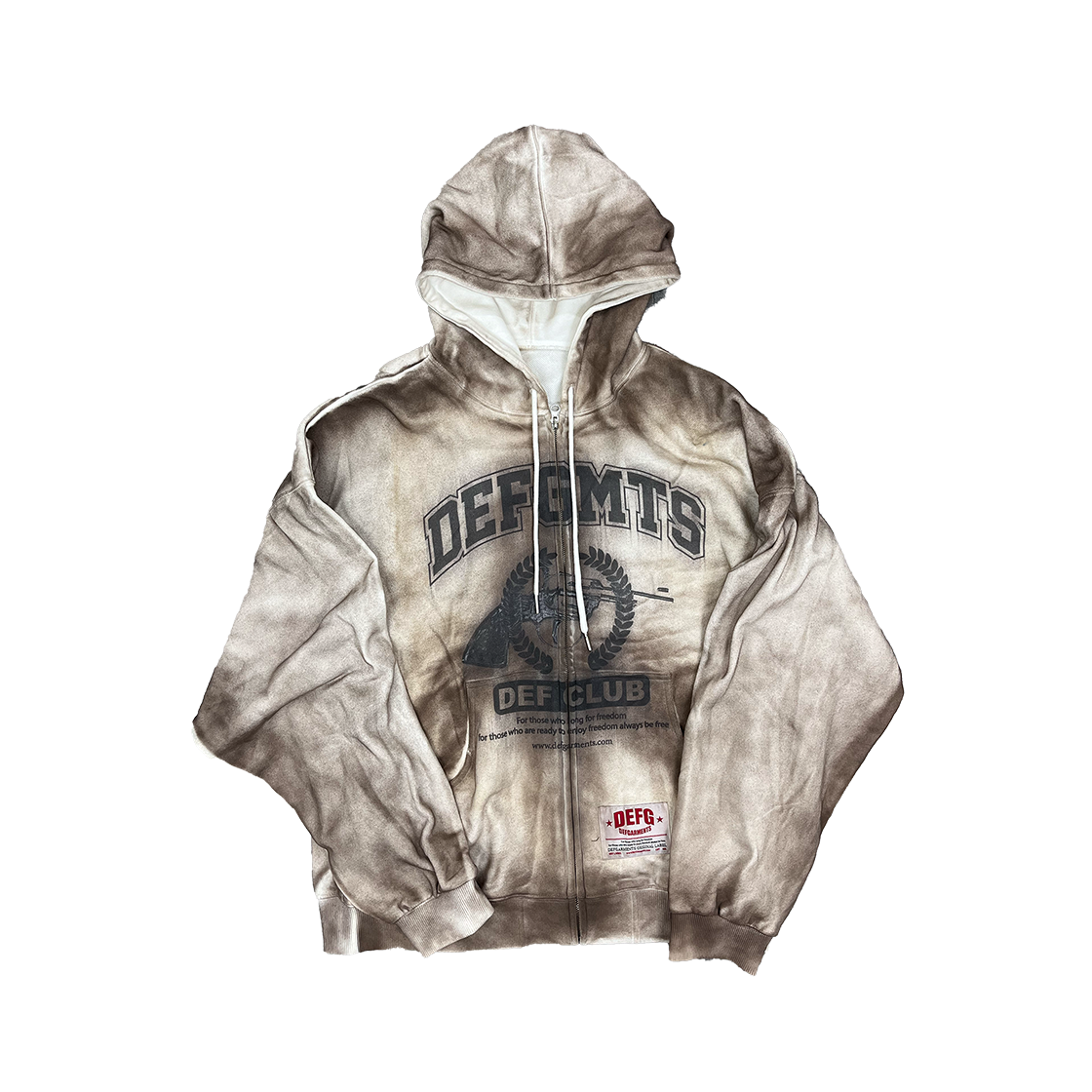 데프가먼츠 더티워싱 후드집업 브라운