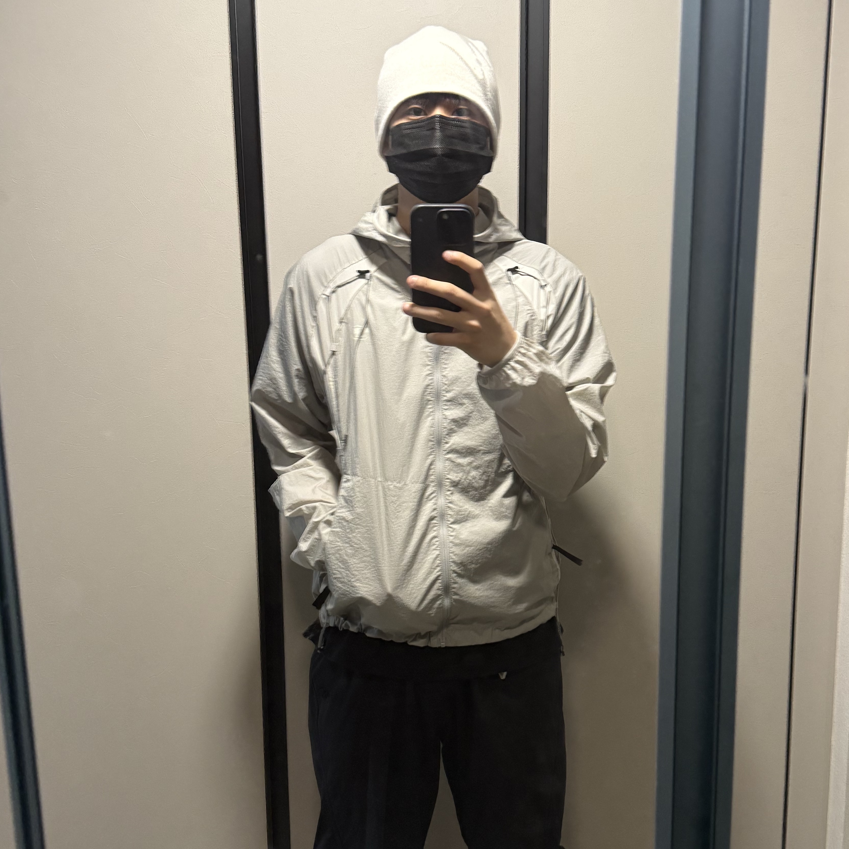 Sansan Gear Backpack Jacket Light Grey - 24SS, Sansan Gear Snap Stretch Pants Black - 24SS 착용 스타일