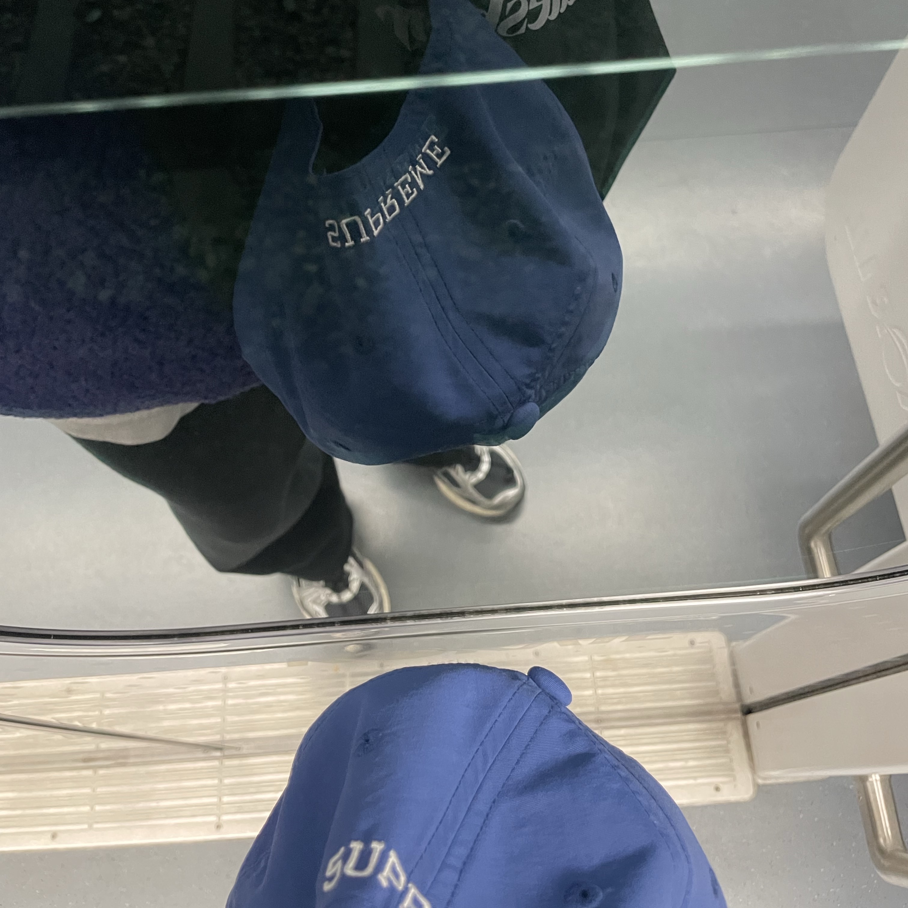 Asics Unlimited Gel-Kayano 14 Carrier Grey Black, Supreme Resistant 6-Panel Blue - 23FW 착용 스타일