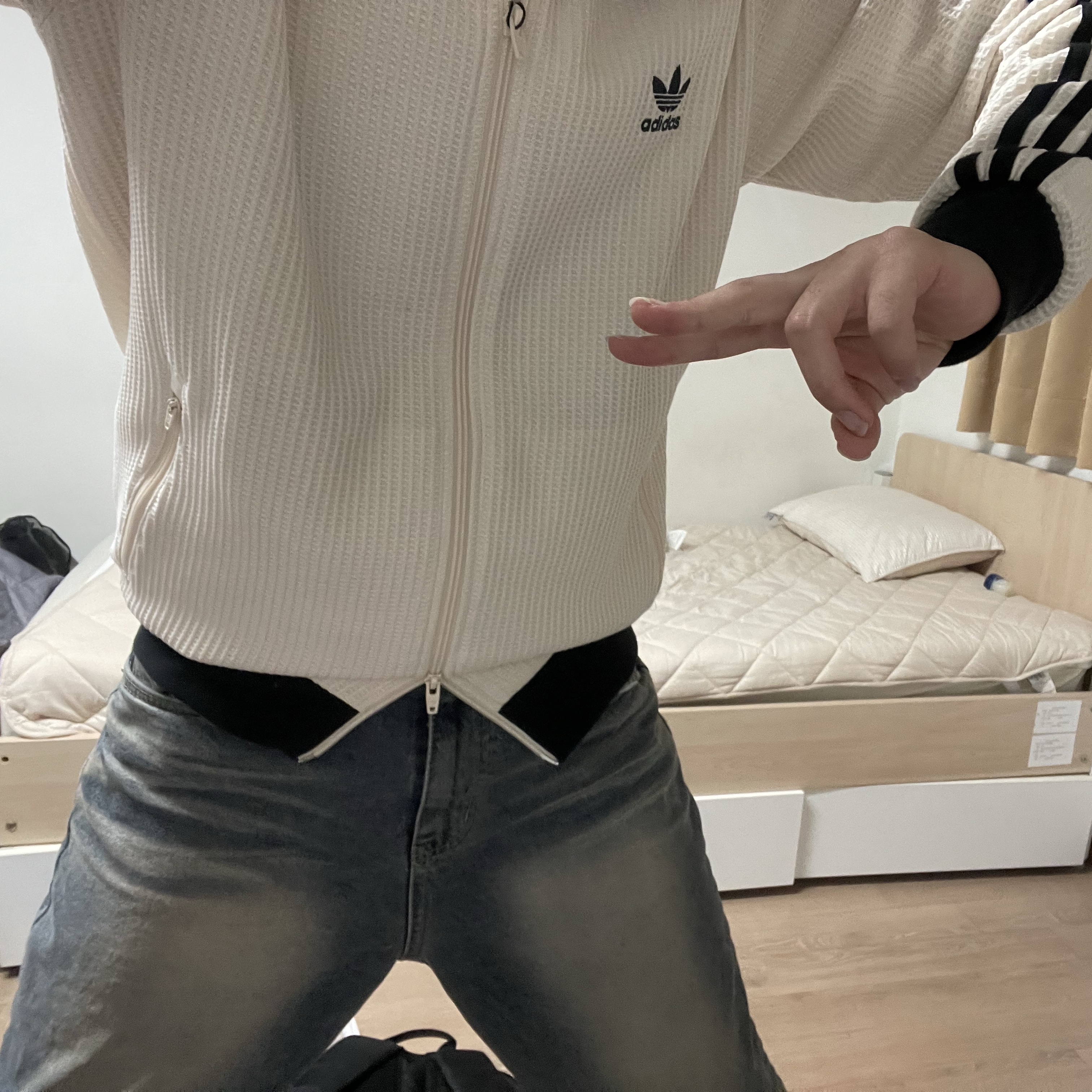 Adidas Waffle Beckenbauer Track Top Wonder White - KR Sizing 착용 스타일 - 2