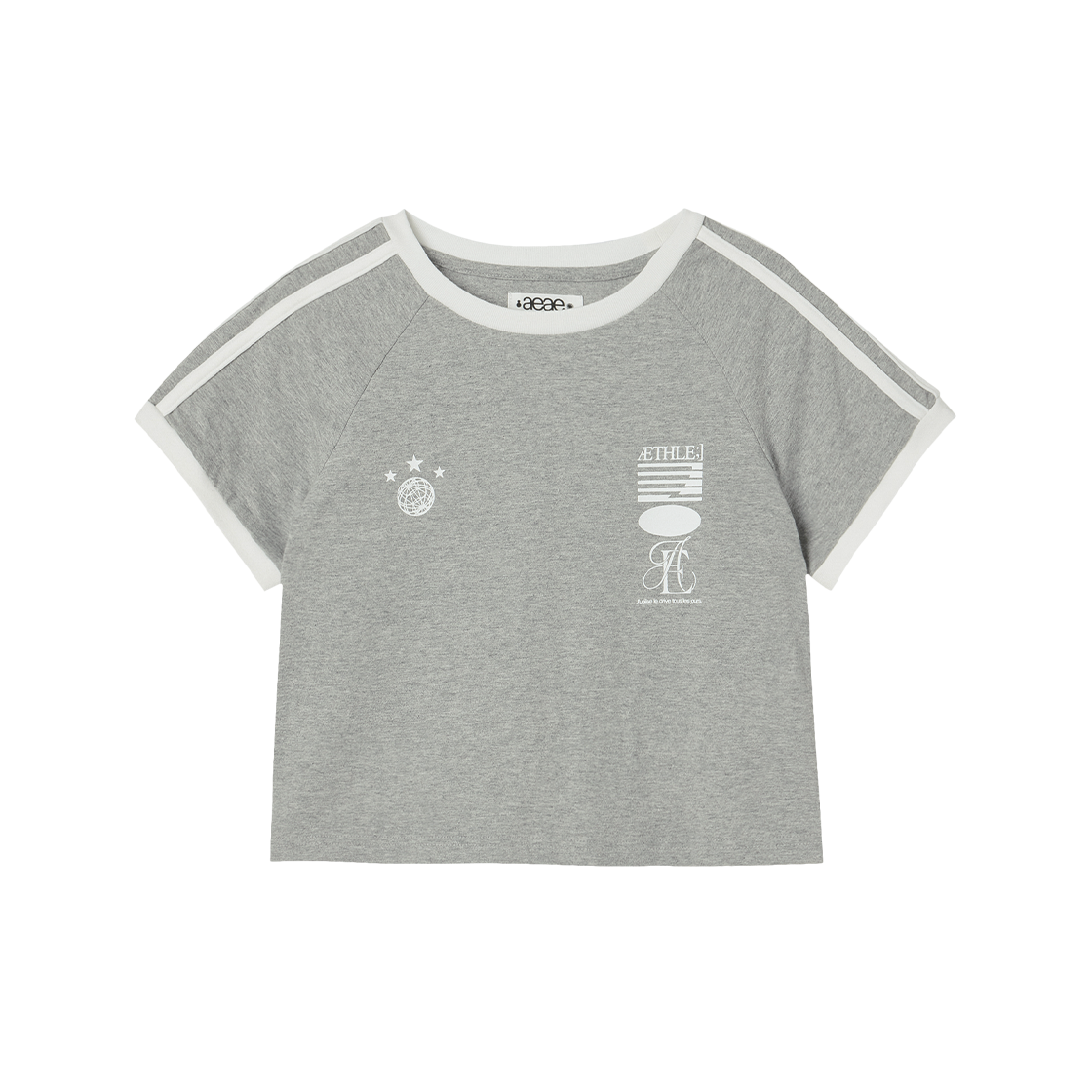 에이이에이이 애슬릿 스트라이프 하프 티셔츠 멜란지 그레이(AEAE Athlete Stripe Half T-Shirts Melange Grey)