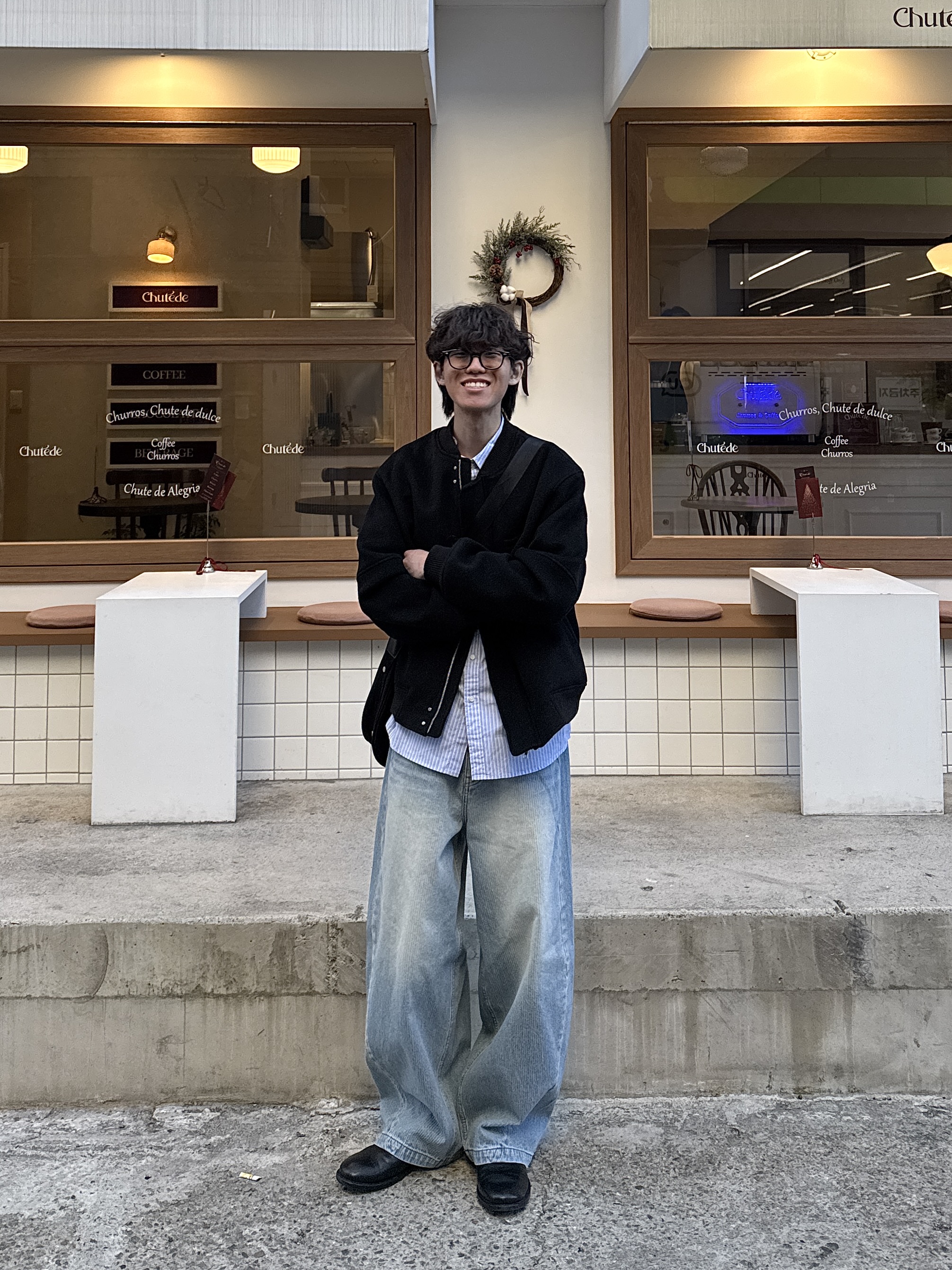 noun Corduroy Denim Pants Light Blue 착용 스타일 - 3