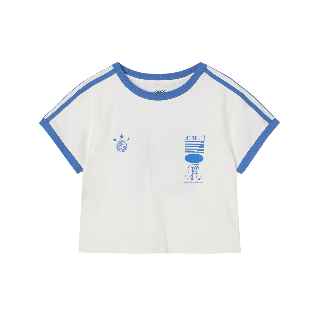 에이이에이이 애슬릿 스트라이프 하프 티셔츠 화이트(AEAE Athlete Stripe Half T-Shirts White)