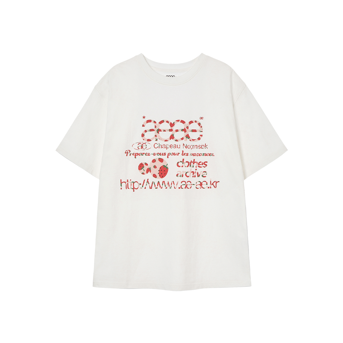 ★AEAE★ WEB LOGO DOT TSHIRTS CREAM AE45SWTS005CRM 에이이에이이 웹 로고 티셔츠 스트로베리 | AEAE | KREAM
