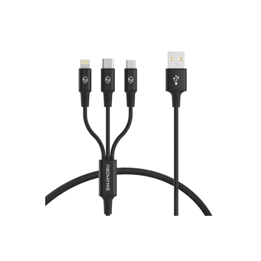 S250500007 SINJIMORU 3-in-1 QC 3.0 Quick Charging USB Cable 0.7M