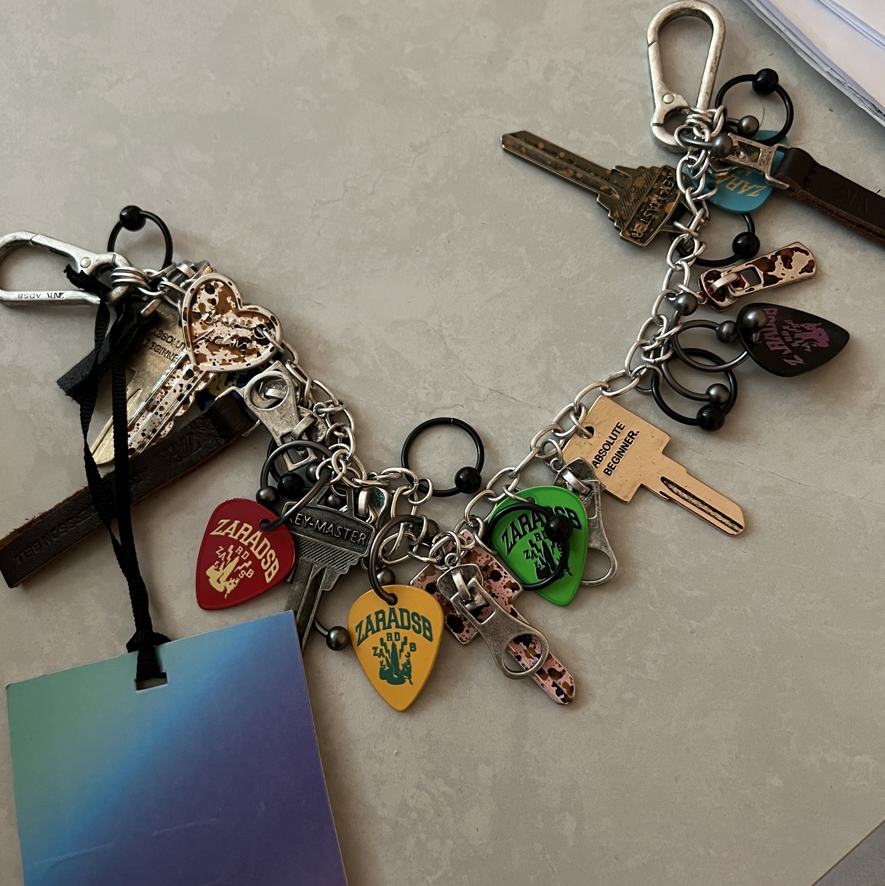 Zara x Andersson Bell Charm Key Pants Chain Multicolor 착용 스타일