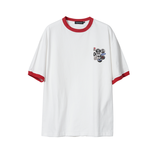 TT0094-1 Flavorism Pin Button Linger T-Shirt Red