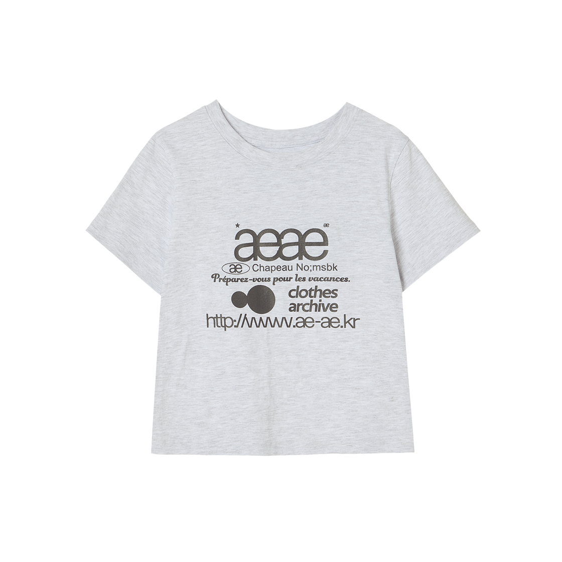 에이이에이이 웹 로고 크롭 티셔츠 라이트 그레이