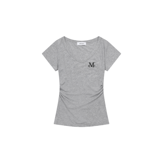 P00000WV_01 MUCENT Yati Side Shirring V-Neck Half T Gray