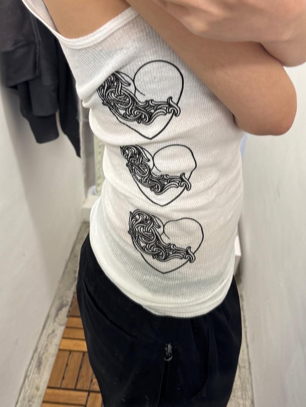Chrome Hearts Love You Rib Tank White, Stussy S Loose Knit Sweater Blue 착용 스타일 - 3