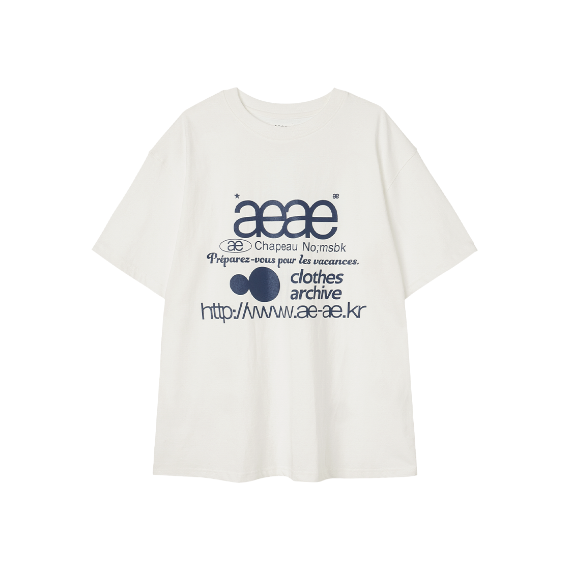에이이에이이 웹 로고 티셔츠 화이트 & 블루(AEAE Web Logo T-Shirts White & Blue)