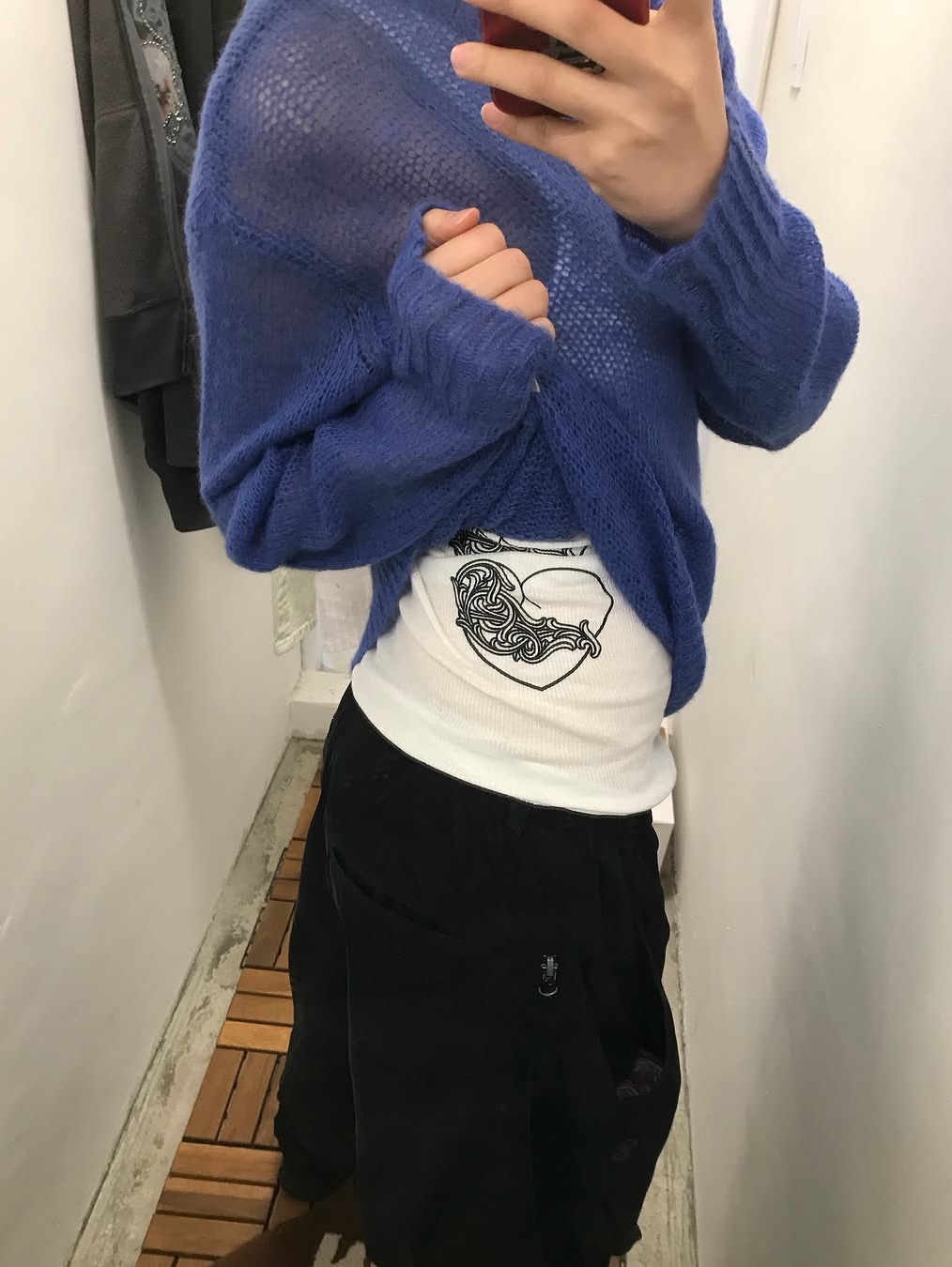 Chrome Hearts Love You Rib Tank White, Stussy S Loose Knit Sweater Blue 착용 스타일 - 5